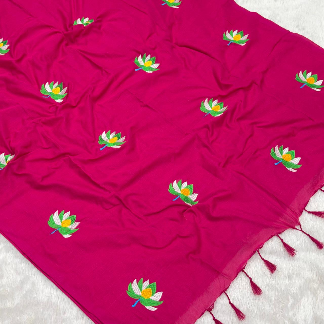 Padma Mal Cotton Saree -  Pink