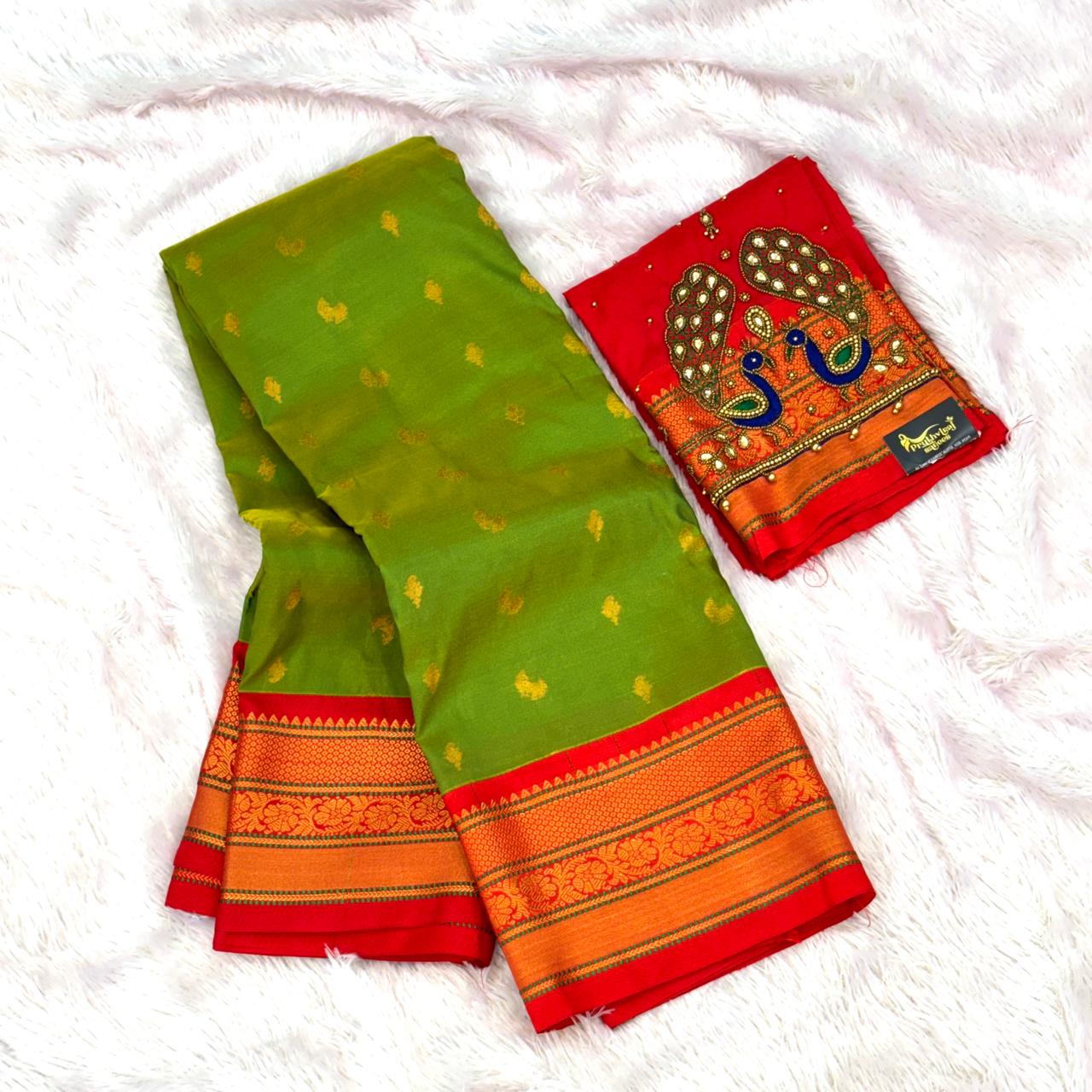 Tana Silk Saree -  Mehandi