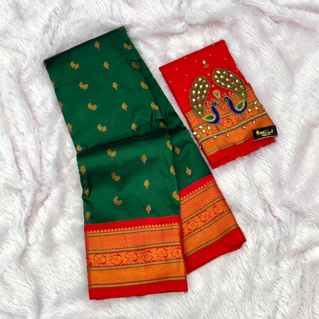 Tana Silk Saree -   Bottle Green