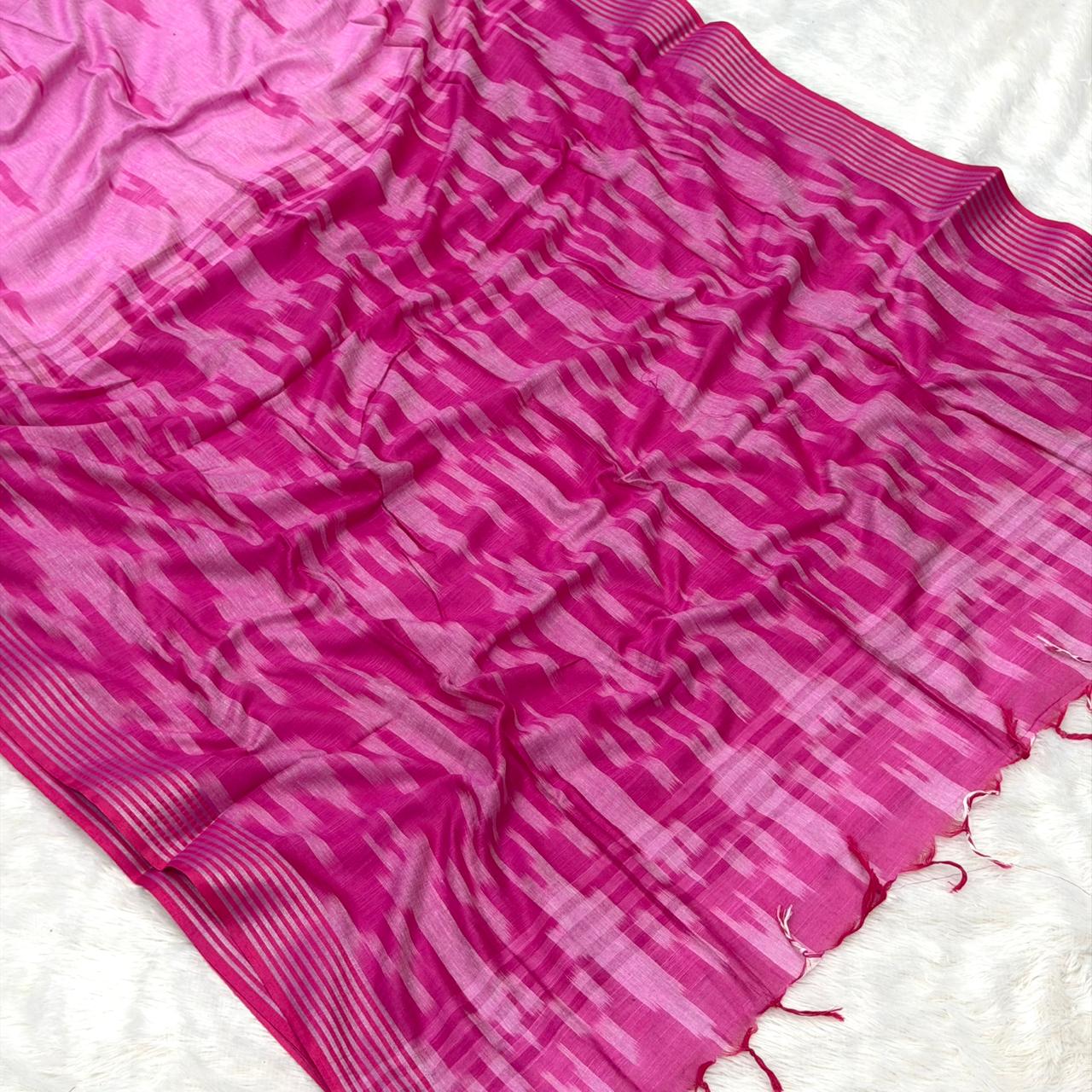 Naina Cotton Saree-  Pink with Dark Pink