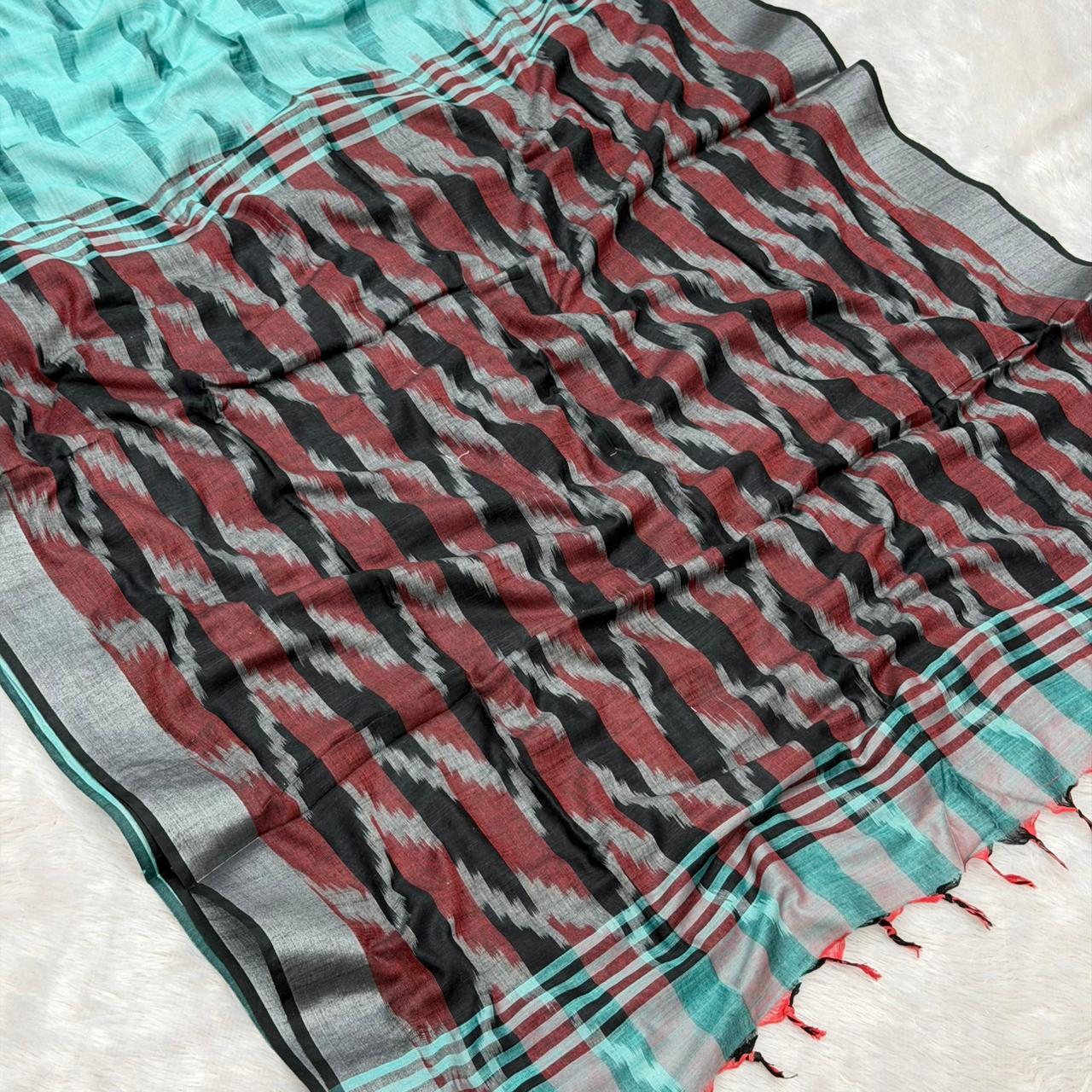 Naina Cotton Saree - Morpankhi With Black