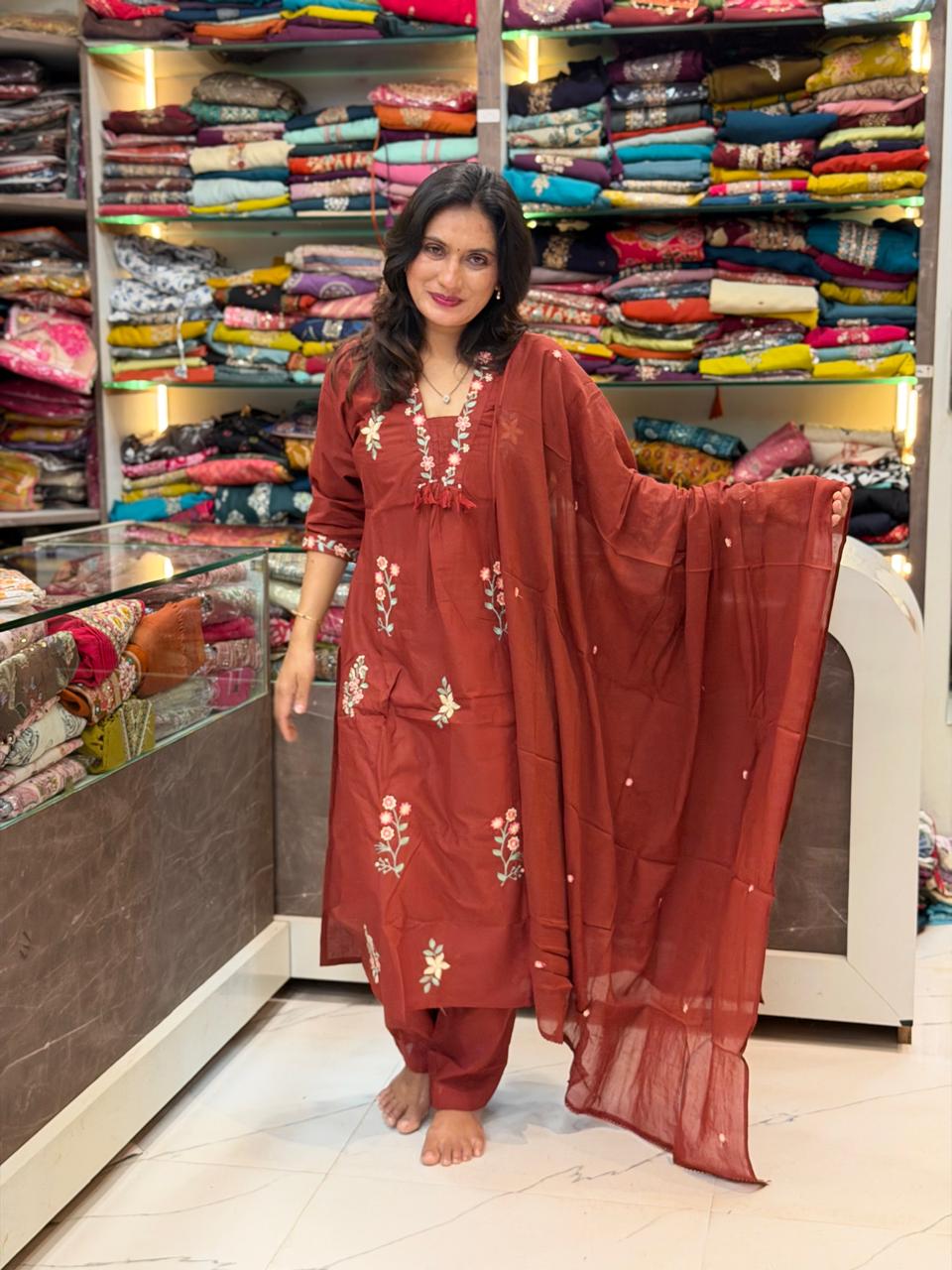 Jaipuri  dress set - Rust