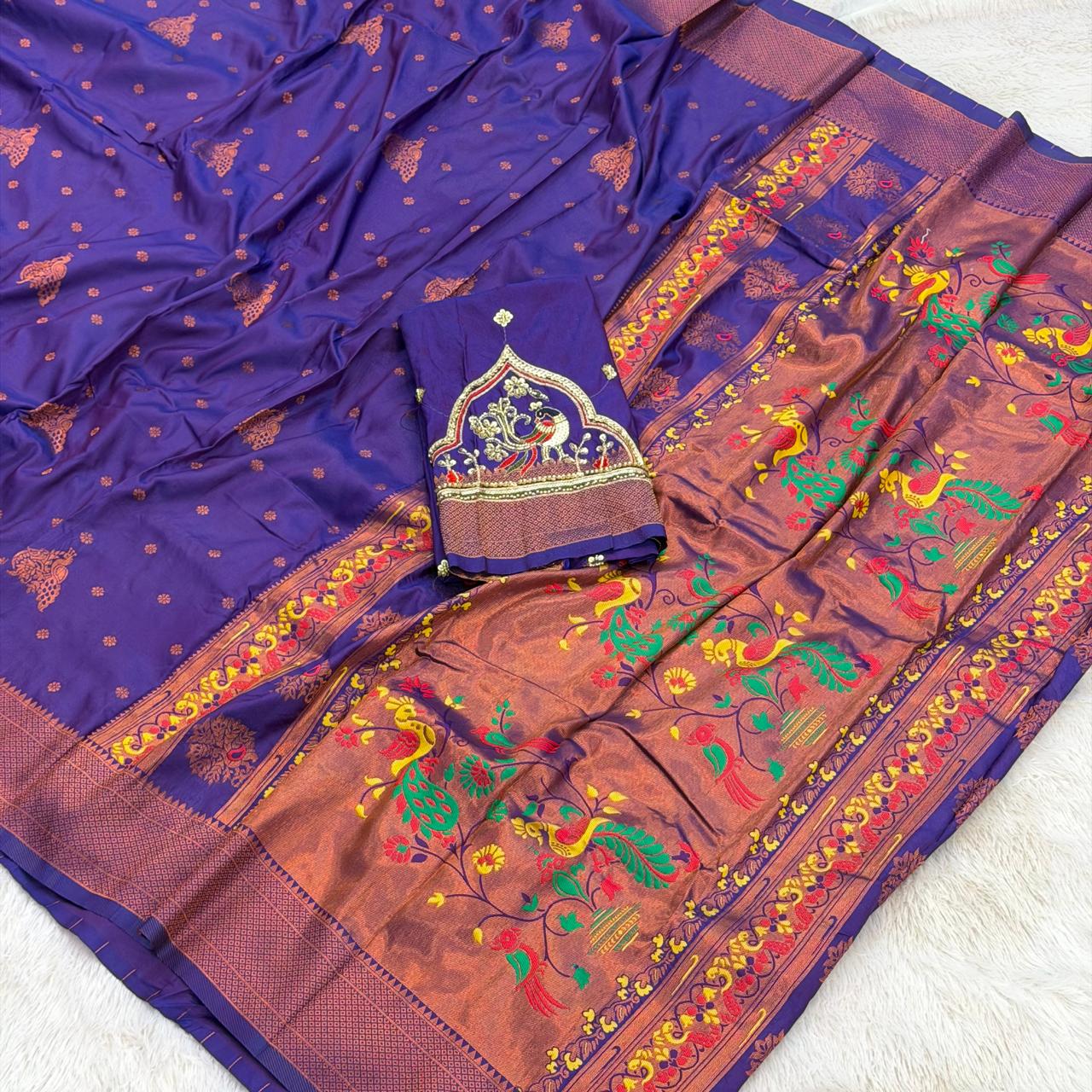 Morani Kalanjali Paithani Saree_Purple