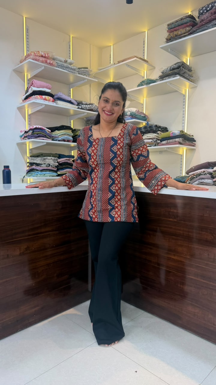 Short Kurti with Bell Sleeves - MAROON