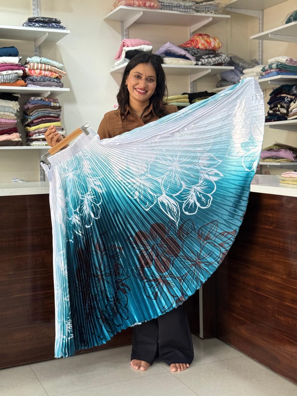 Satin plating fabric best skirt -  Ocean Blue