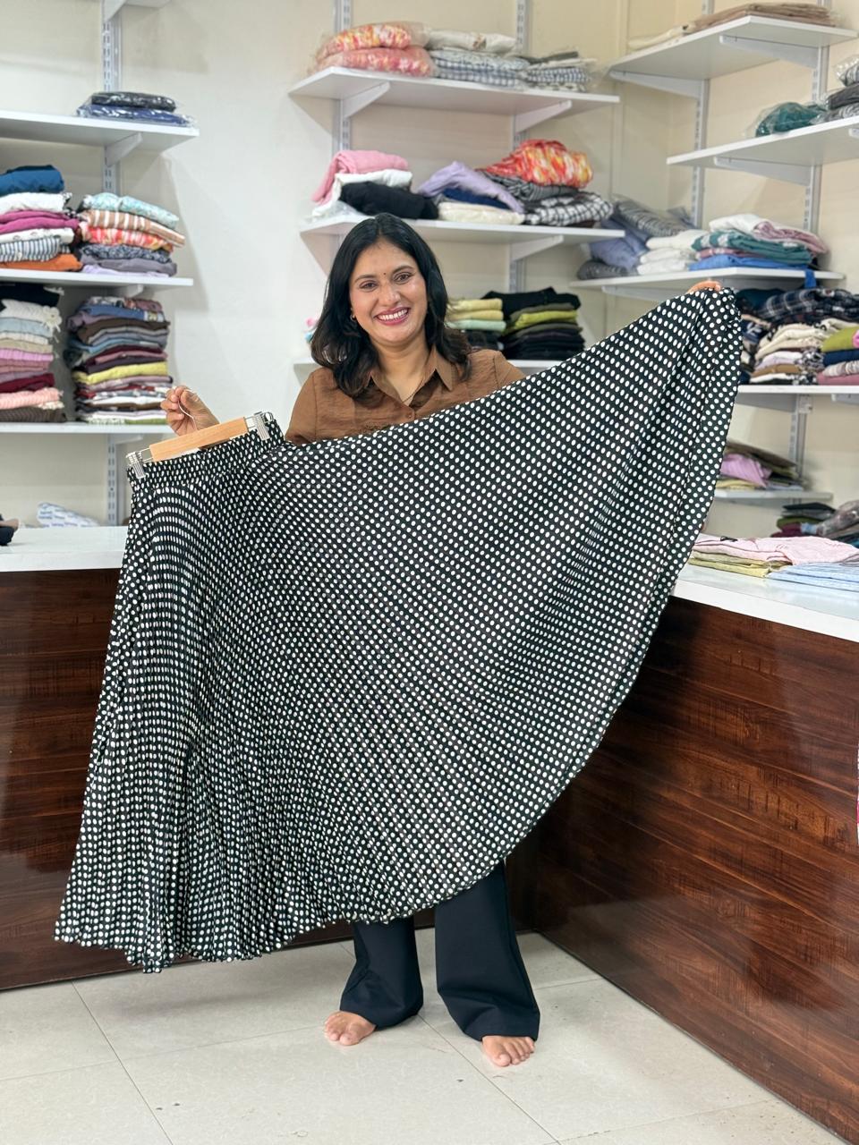 Satin plating fabric best skirt -  Dark Black