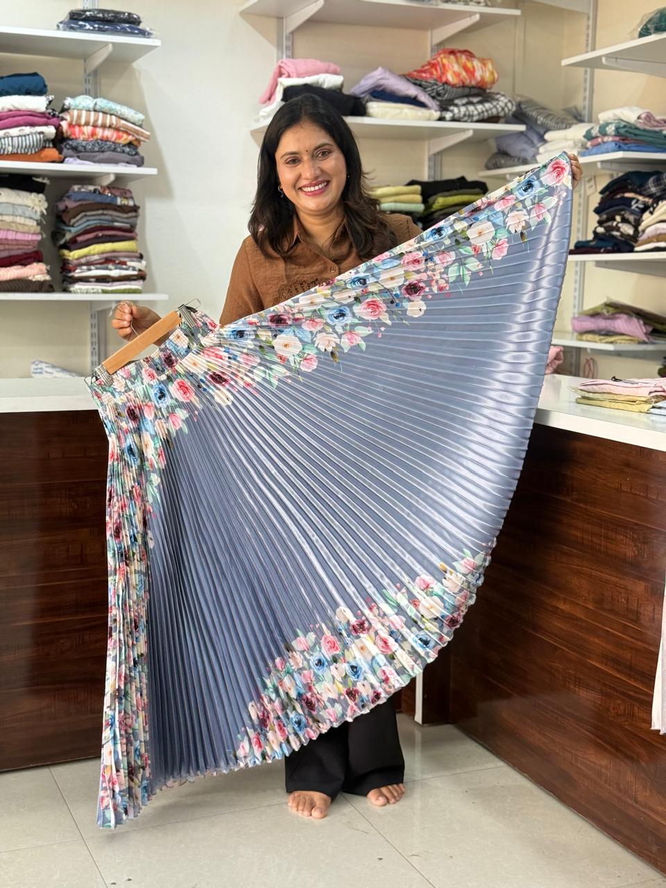 Satin plating fabric best skirt -  Grey