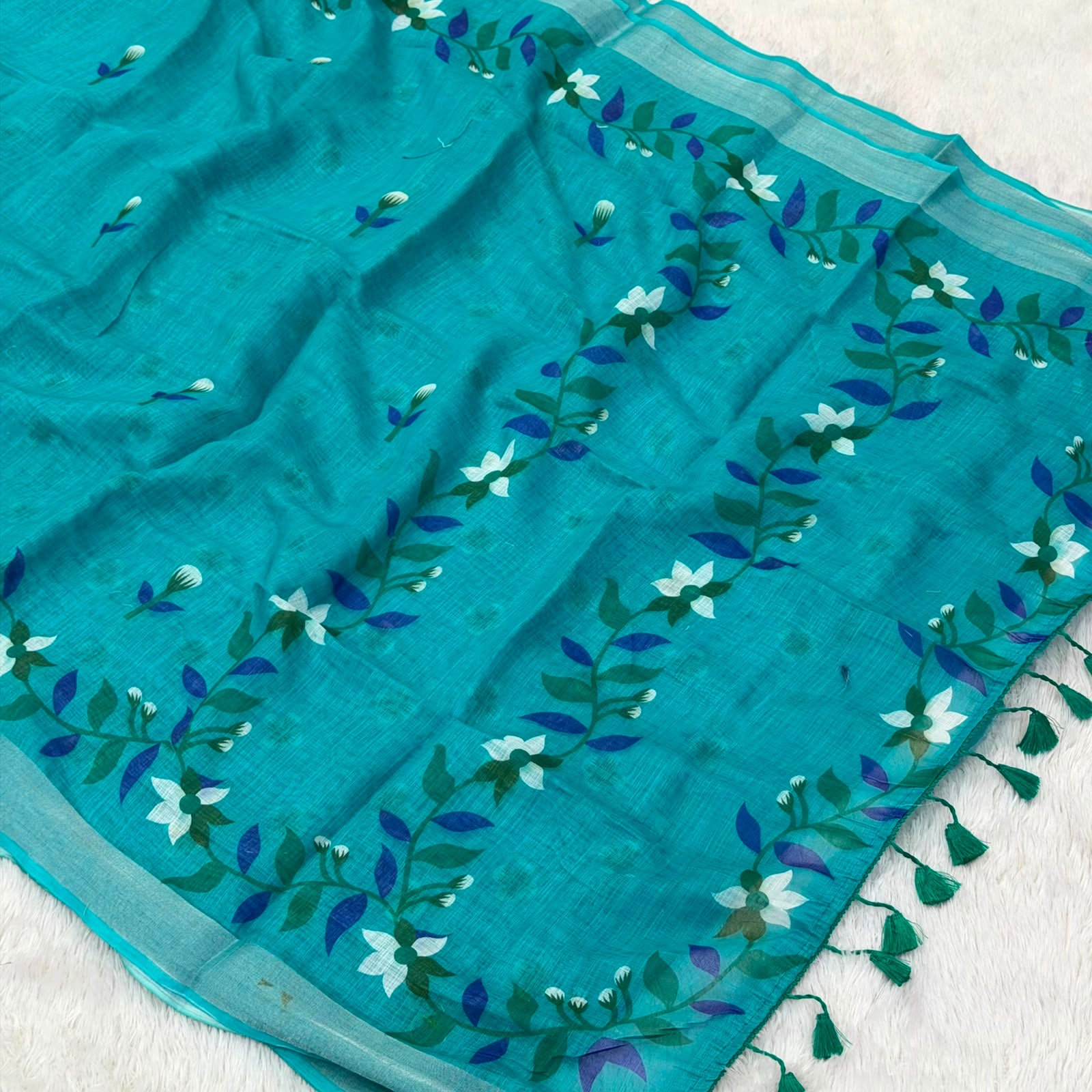 Anamika  Cotton Saree - Ocean Blue