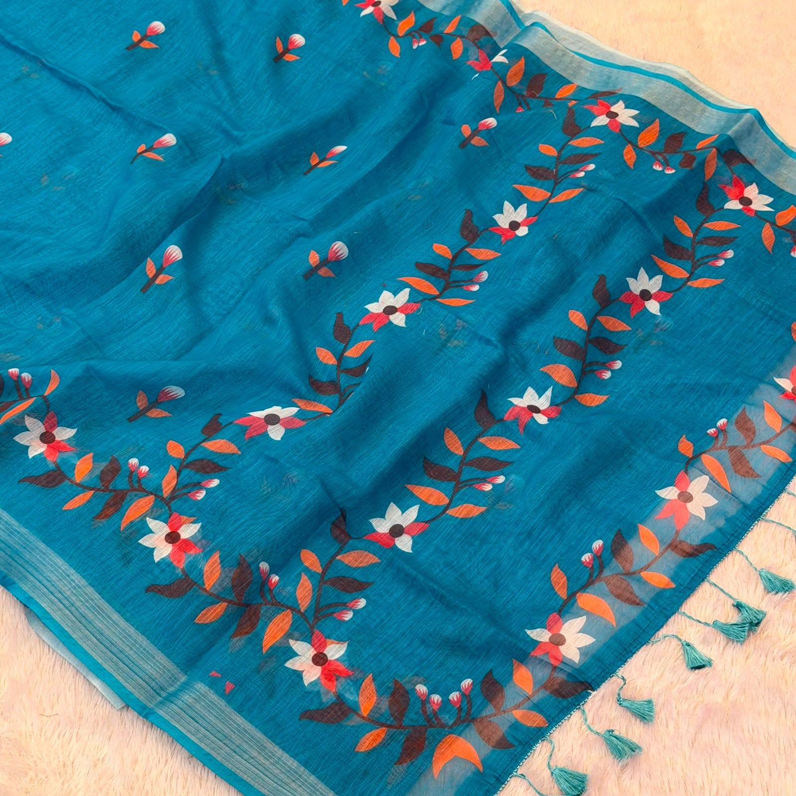 Anamika  Cotton Saree -   Light Blue