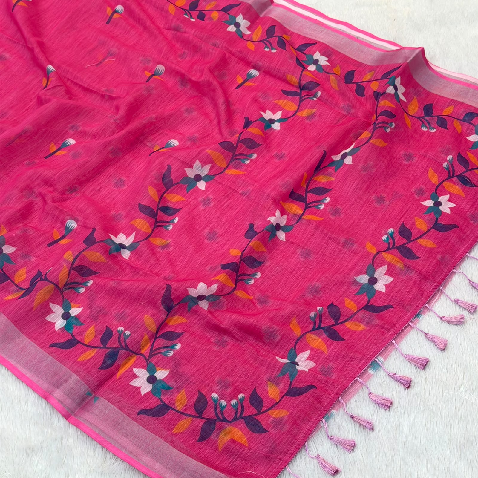 Anamika  Cotton Saree -  Dark Pink