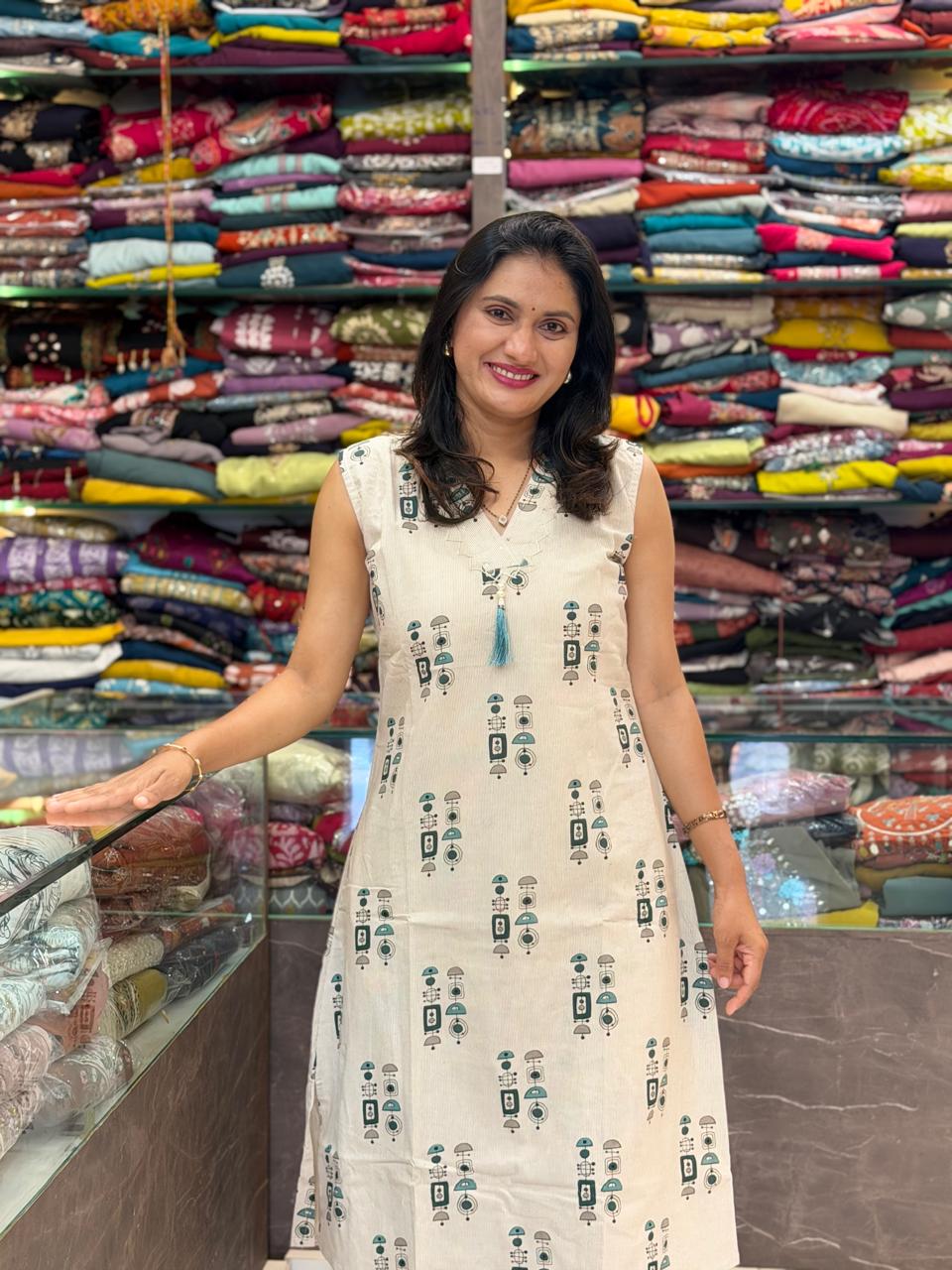 Khadi Cotton Cord Set –  White And Blue