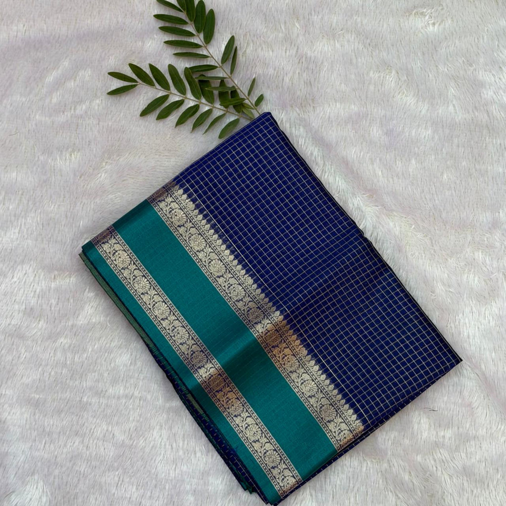 Namarata South Indian Pattern Saree - Navy Blue
