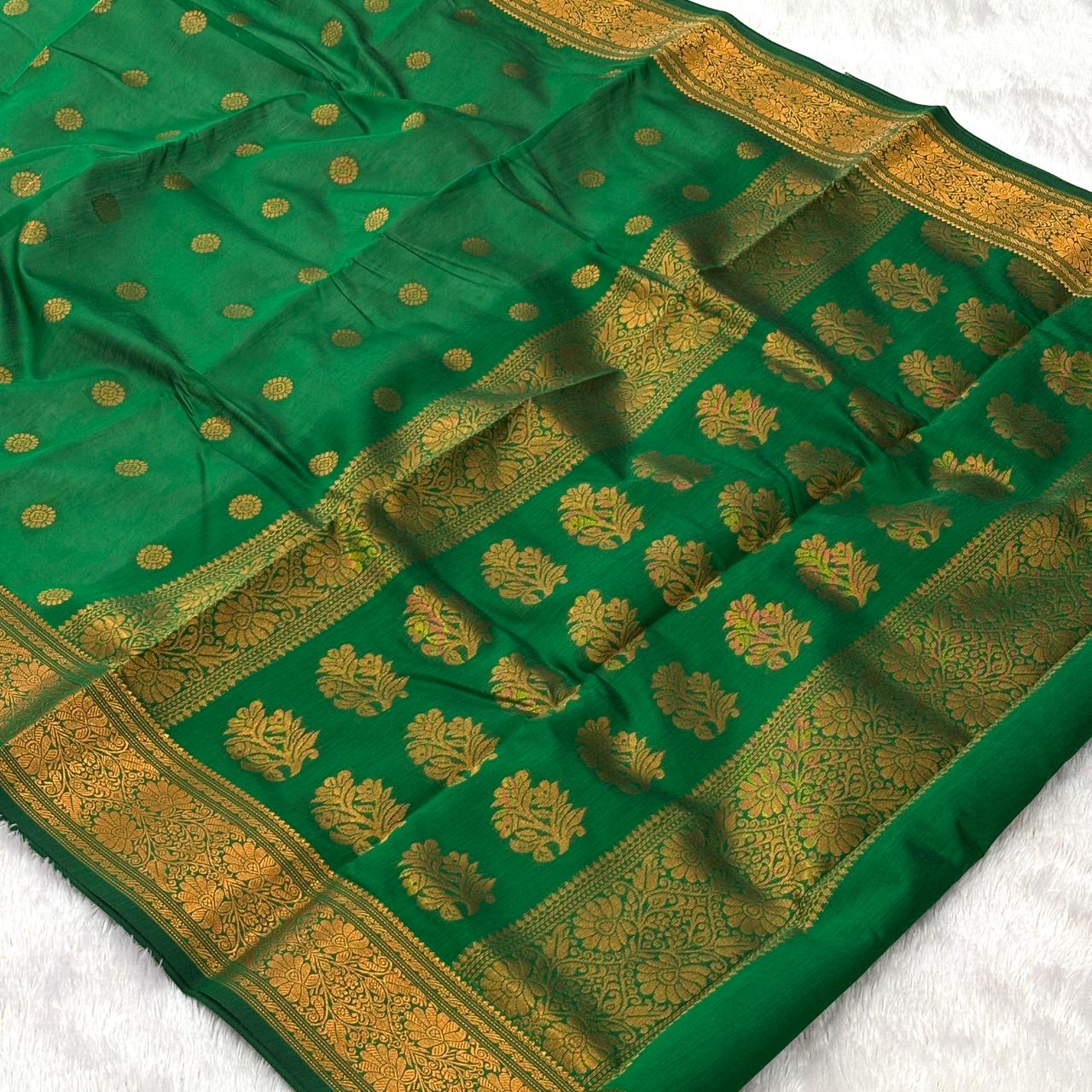 Chanderi Silk Design -  Green