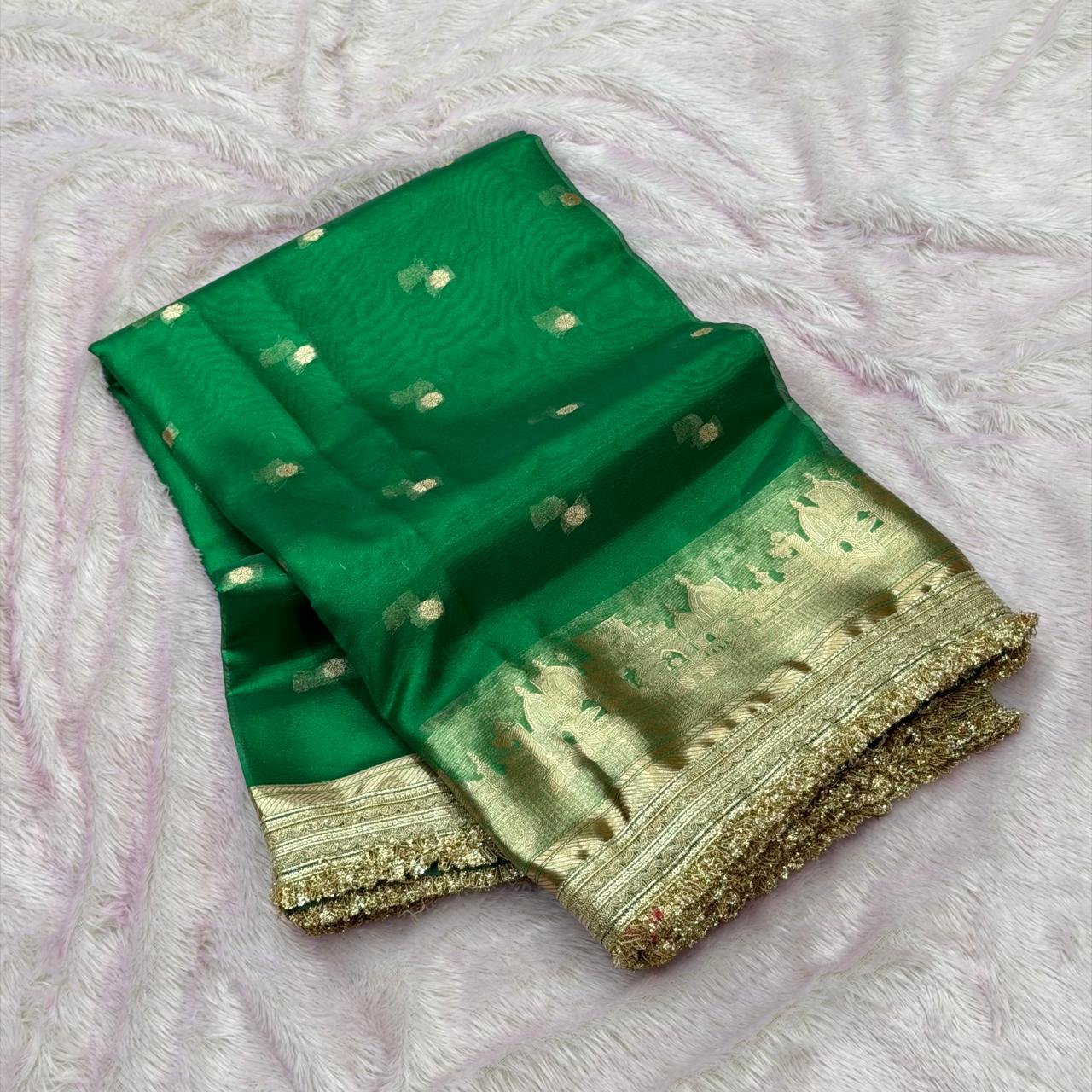 Chandan Butti  And Ghat Design - Green