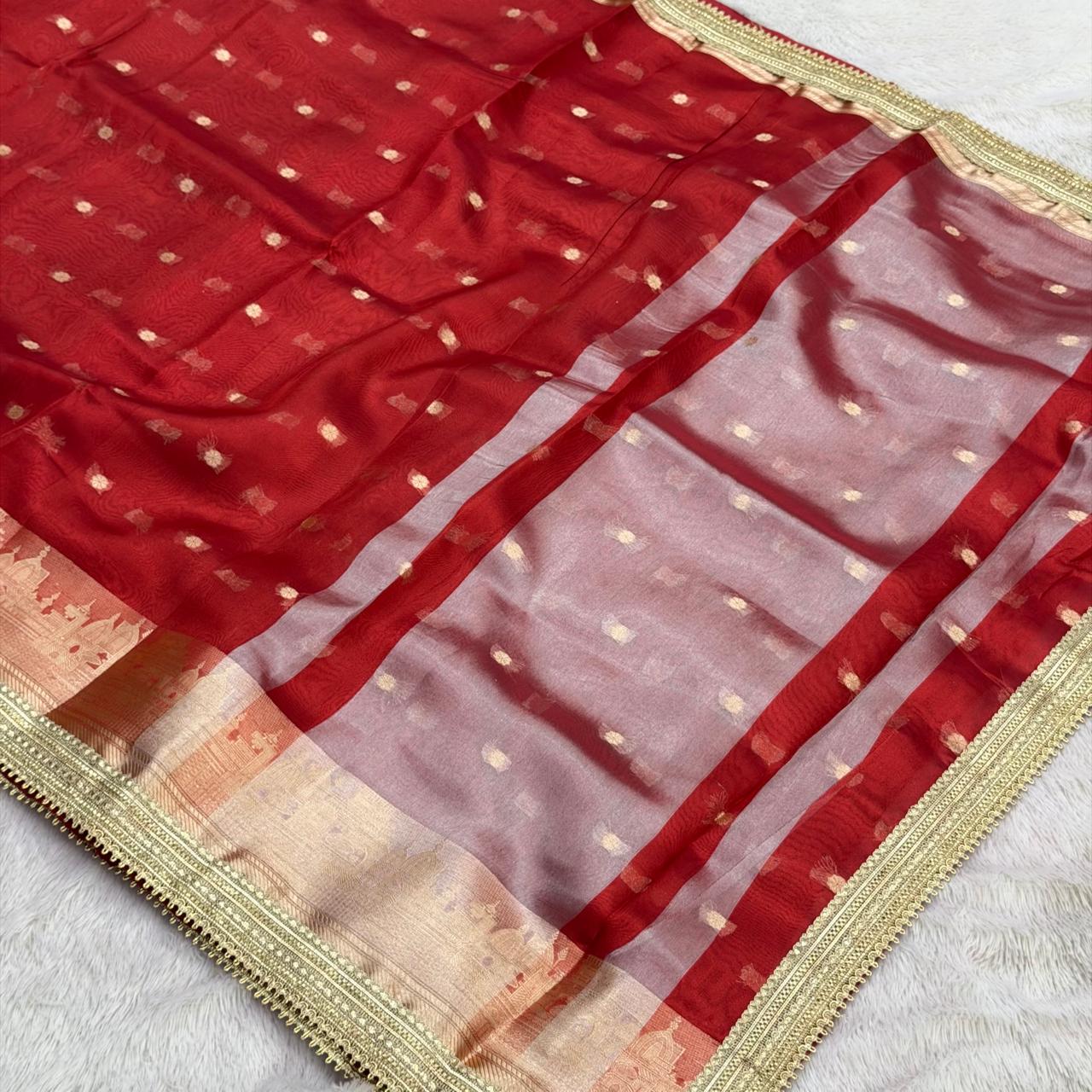 Chandan Butti  And Ghat Design - Red
