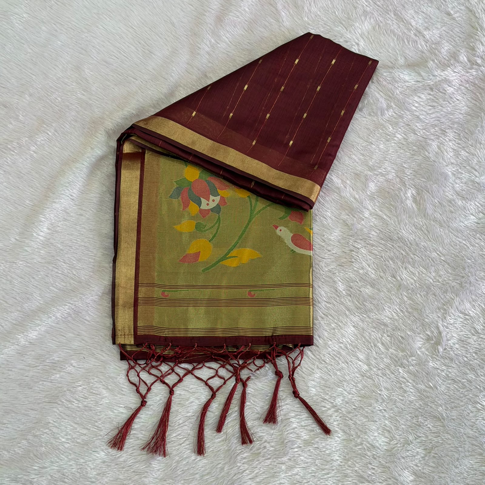 Prisha Cotton Saree - Marron