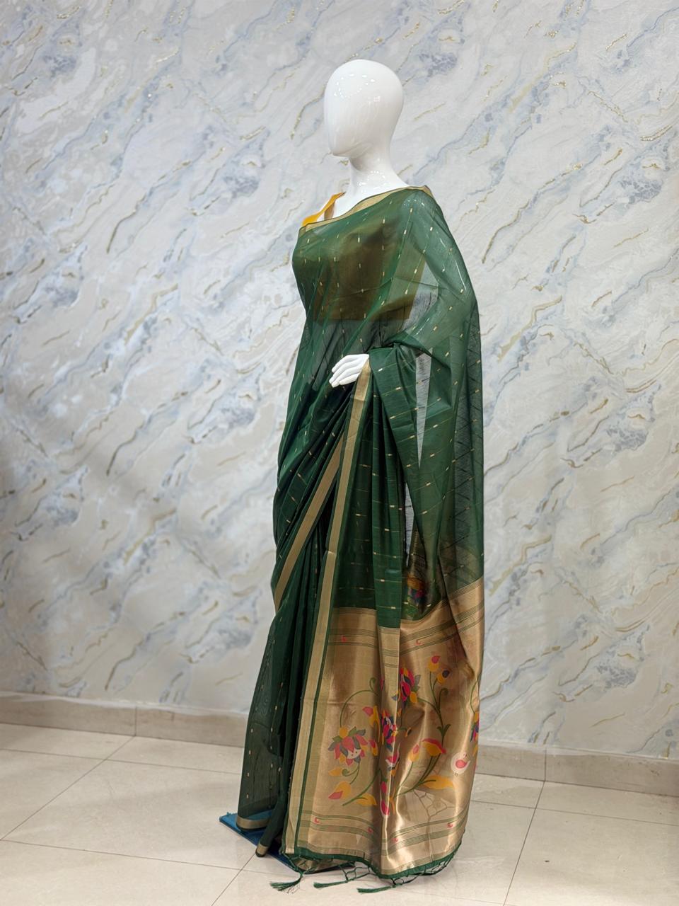 Prisha Cotton Saree - Green
