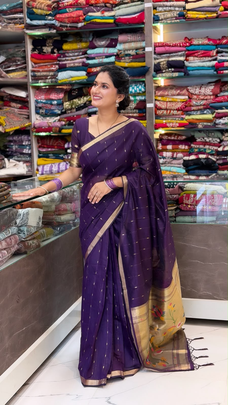 Prisha Cotton Saree - Purple