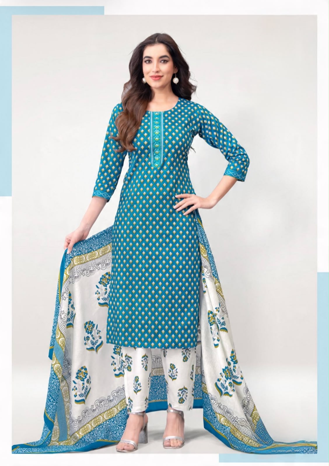 Premium soft cotton fabric Dress - Blue