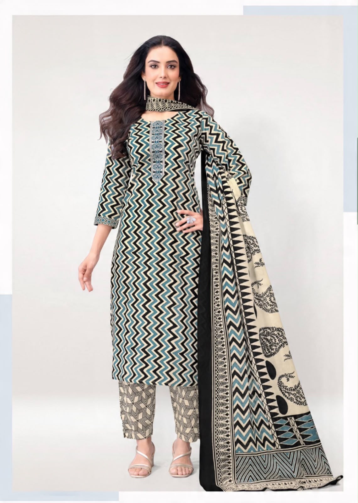 Premium soft cotton fabric Dress -  Sky Blue