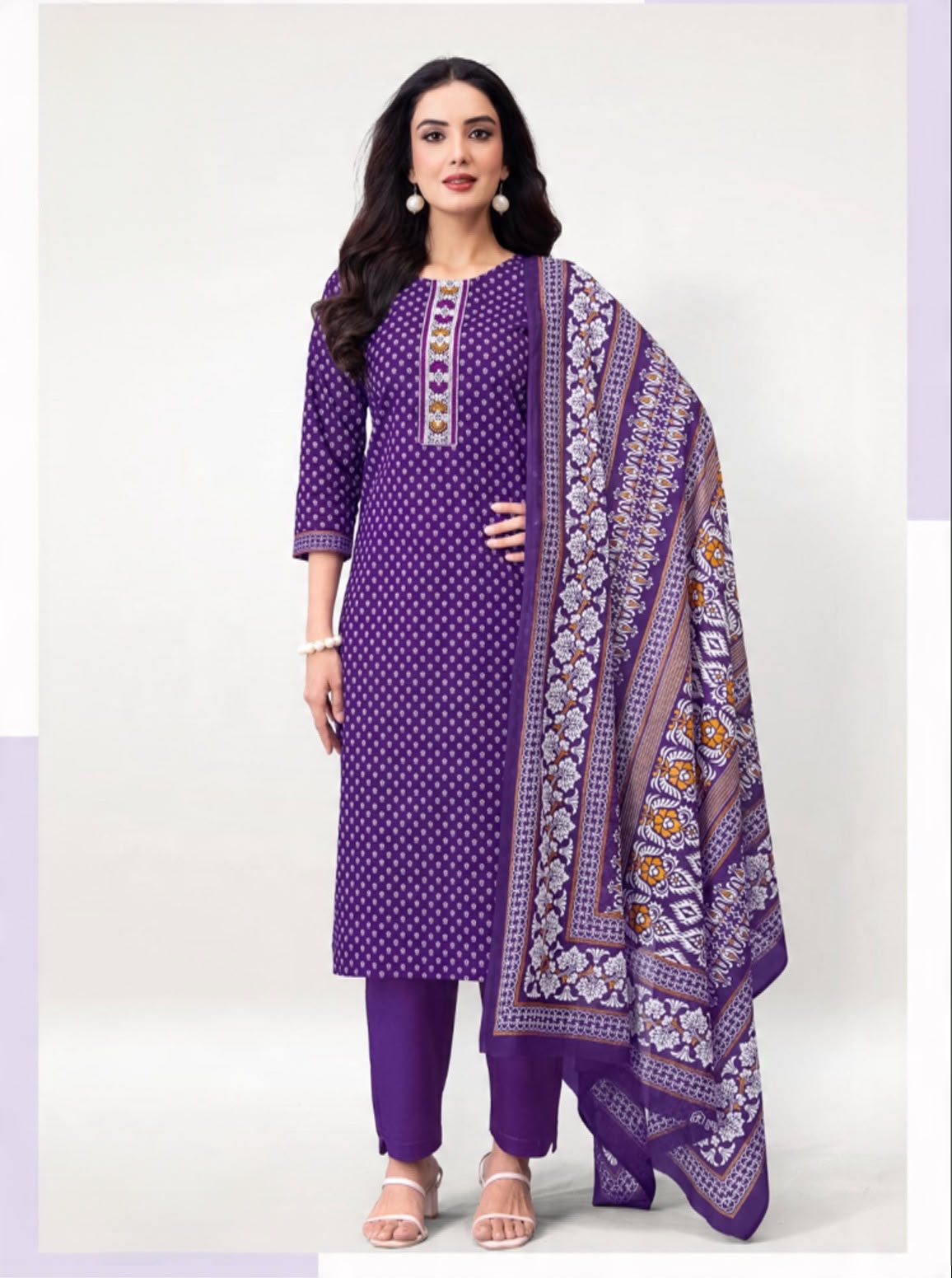 Premium soft cotton fabric Dress - Purple