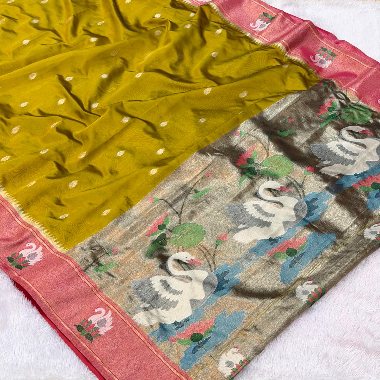 Bambu Organza Saree - Chiku colour