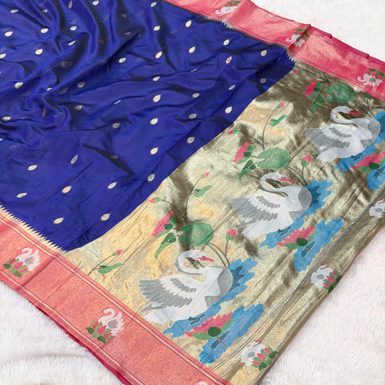 Bambu Organza Saree - Royal Blue
