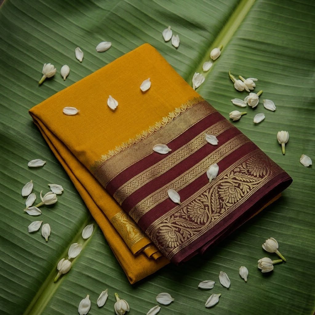 Crepe Mysore Silk Saree - Mango