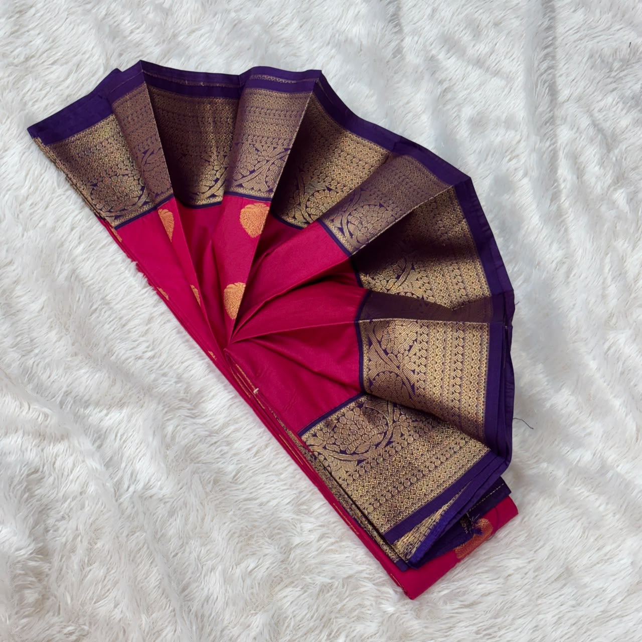 Silk Gadwal Saree -  Pink With Purple Border