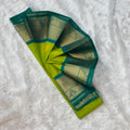 Silk Gadwal Saree -  Parrot Green With Morpankhi