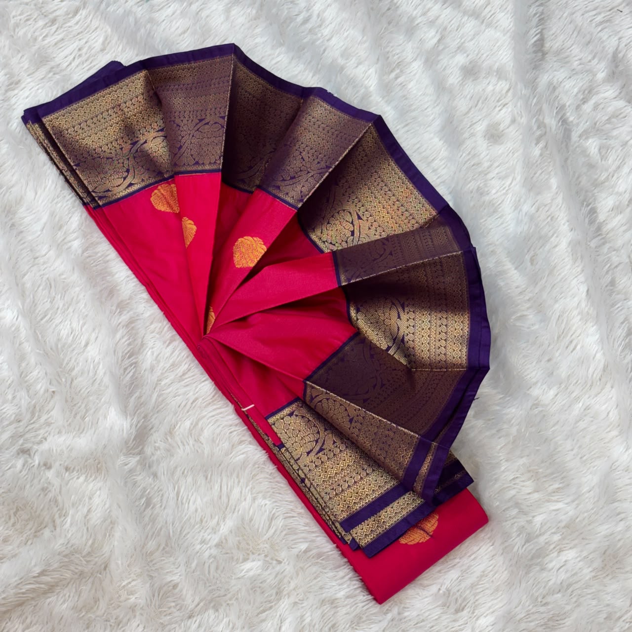 Silk Gadwal Saree - Red with Purple