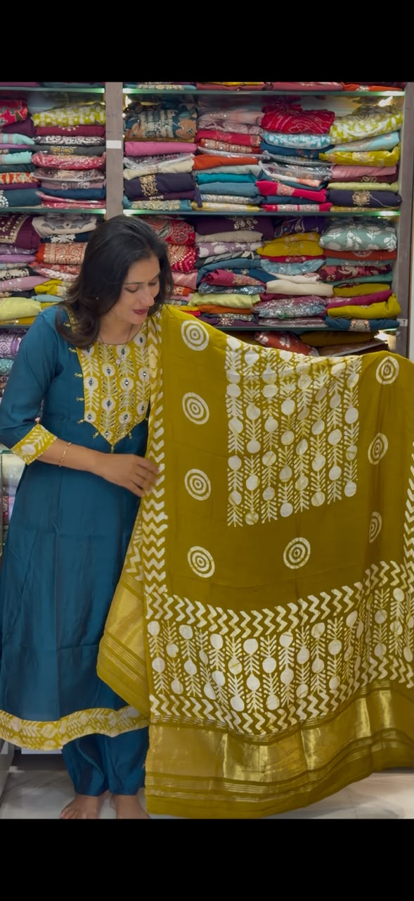 Pranali  3 Pice Set - Petrol Blue