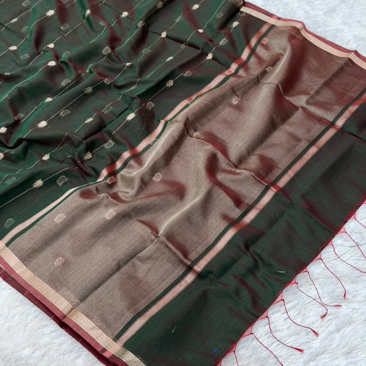 Semi maheshwari saree - Green