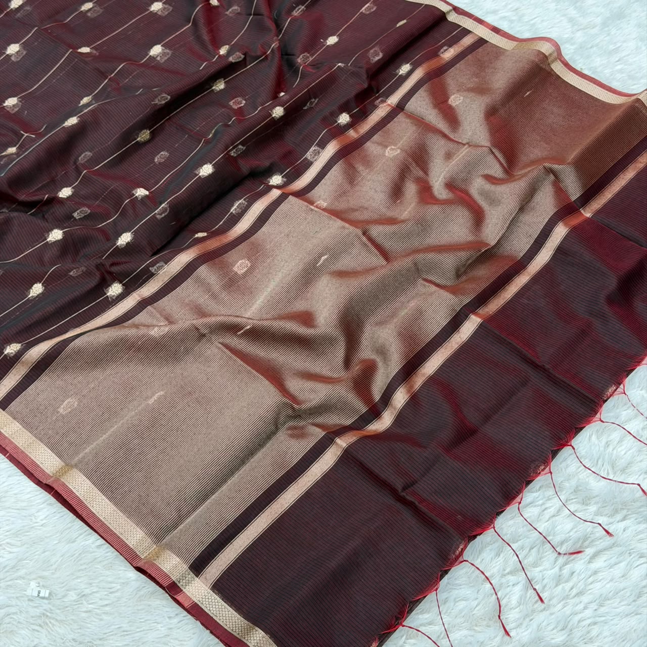Semi maheshwari saree - Brown