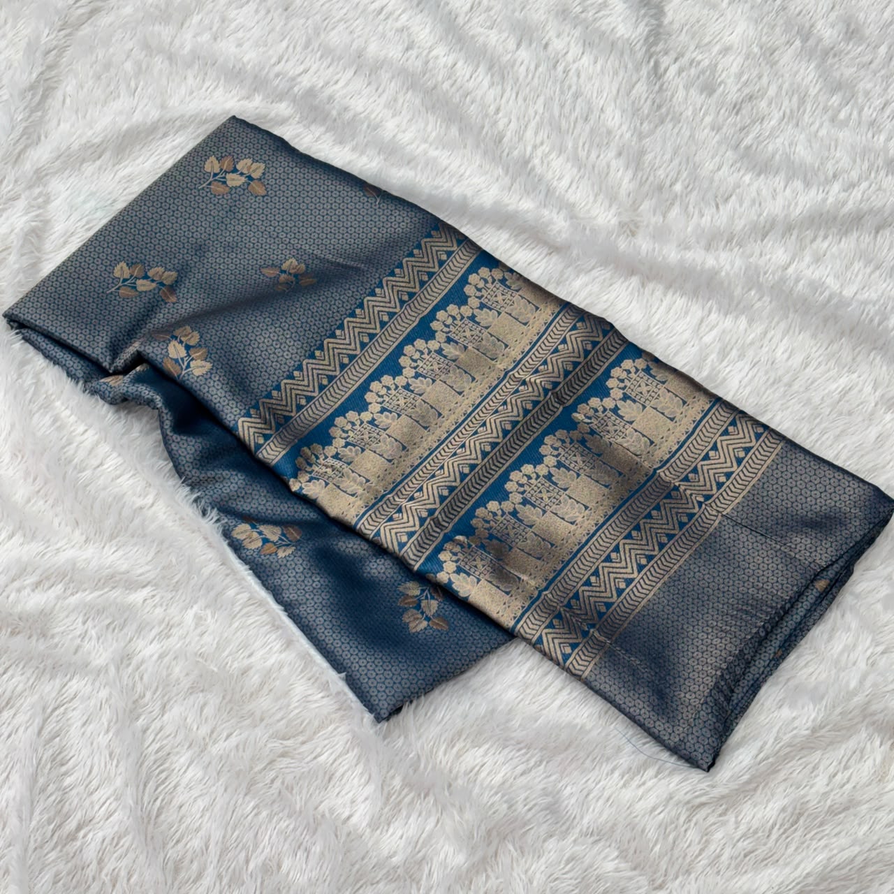 Tishu Muga Saree - Light Blue