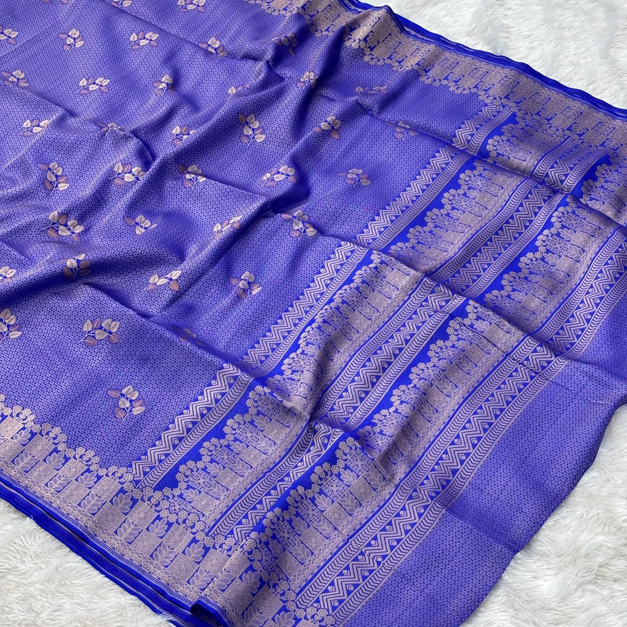 Tishu Muga Saree - Navy Blue