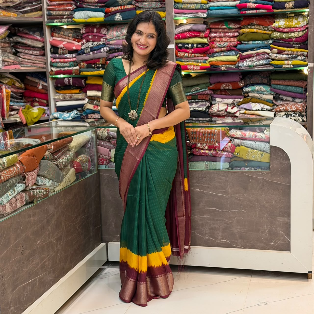 Soft Malai Silk Saree - Green