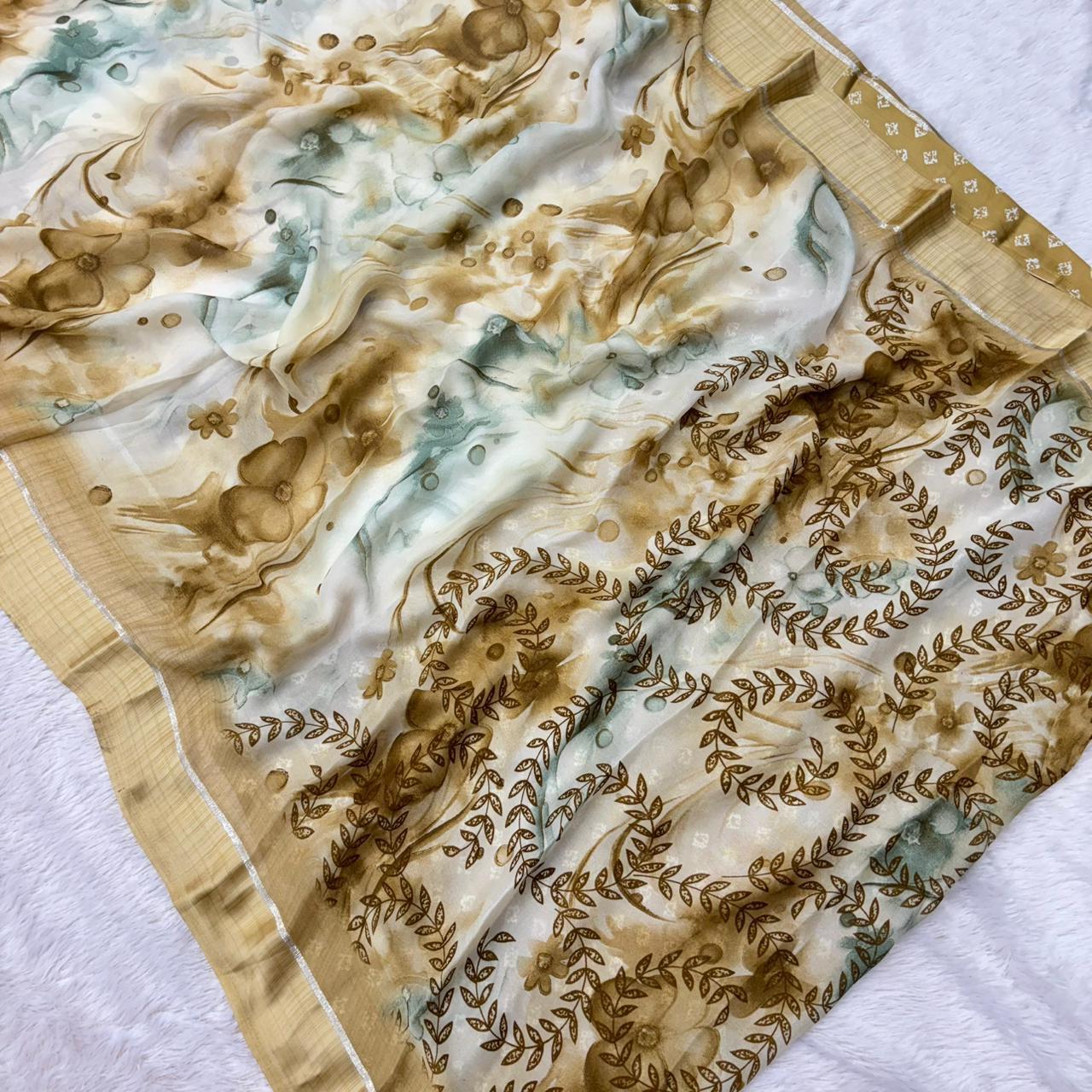 Aparna  Floral Saree- Yellow