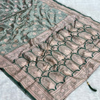 Mashru Silk Jhal Design Saree –  Green