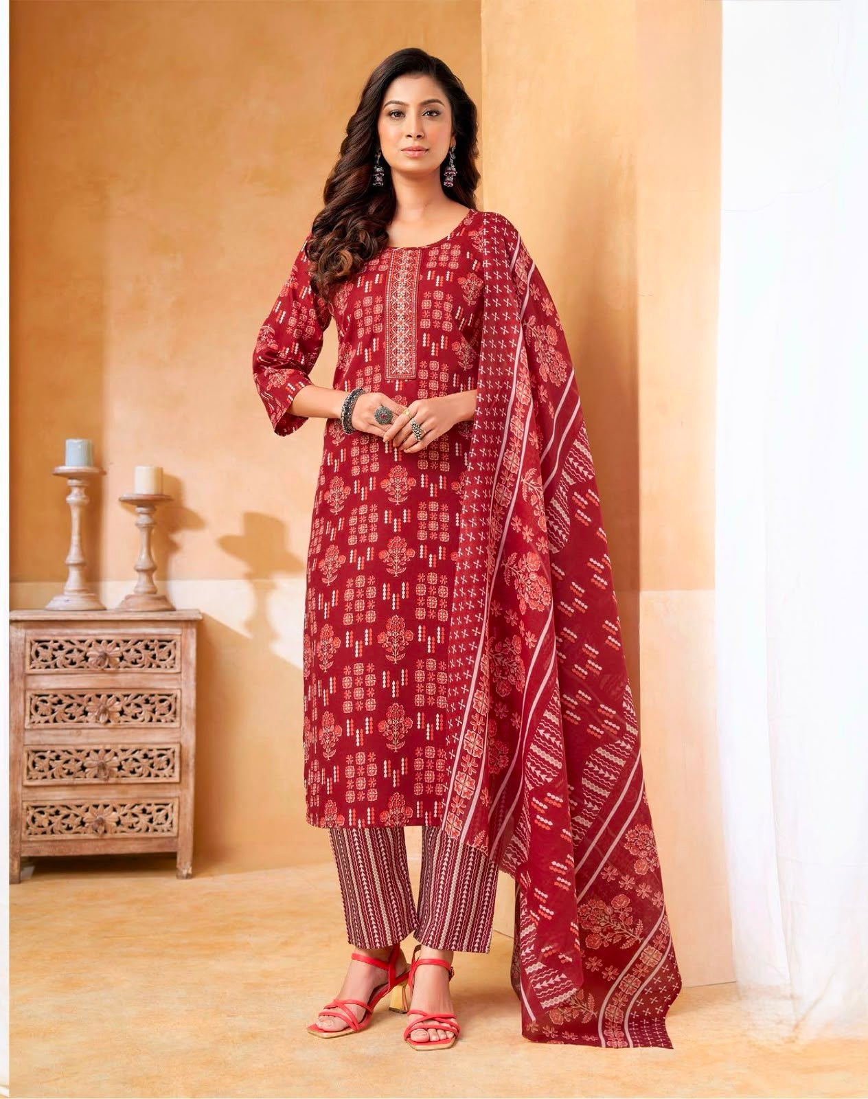 American Crepe 3-Piece Suit Set – MARRON