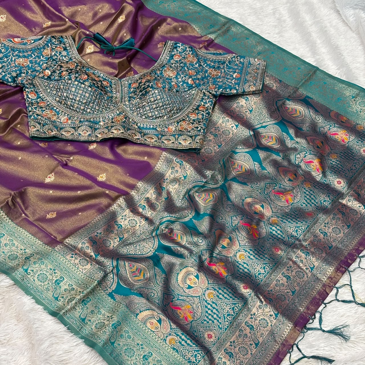 Premium Tishu Saree - Purple