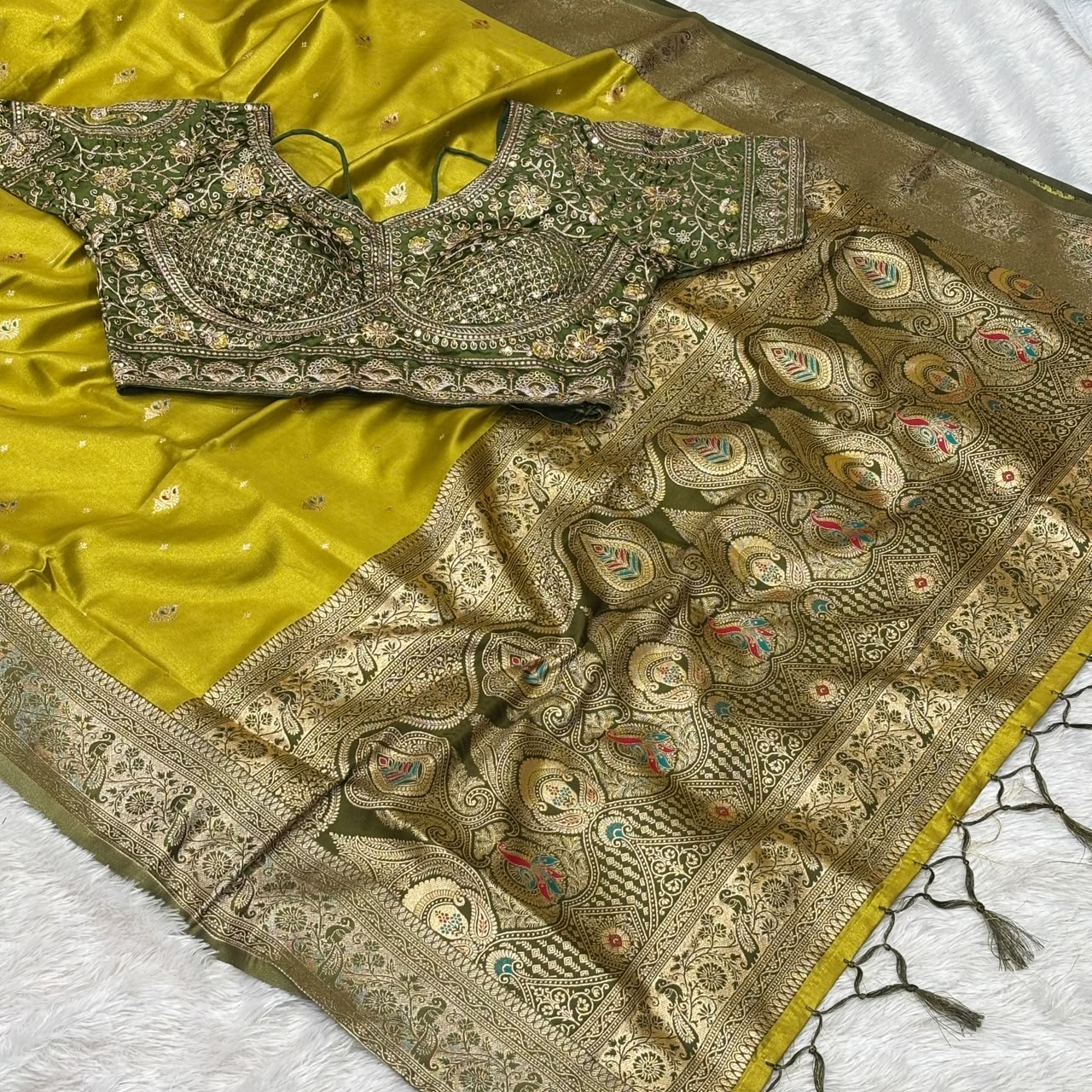 Premium Tishu Saree - Lemon