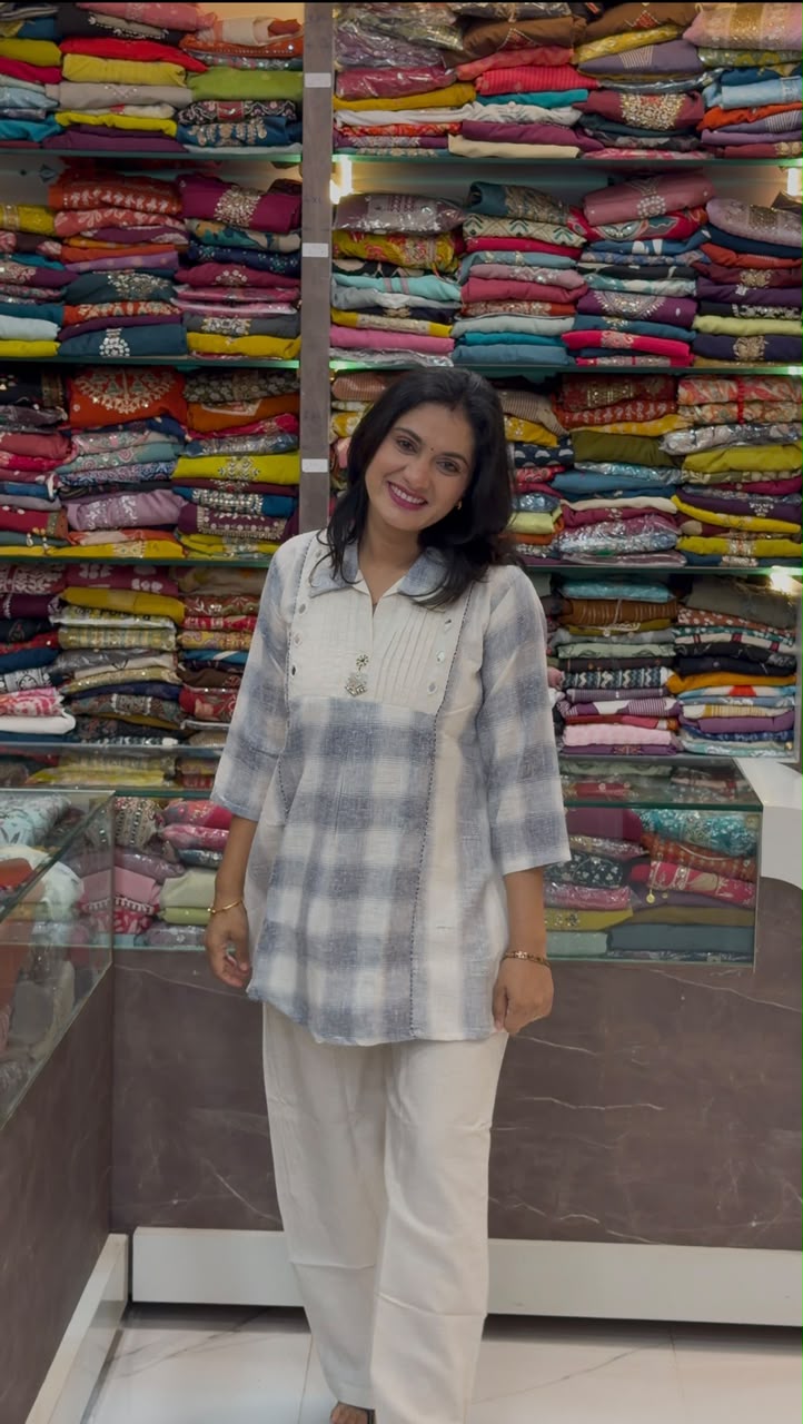 Khadi Cotton Short Kurti And Pant