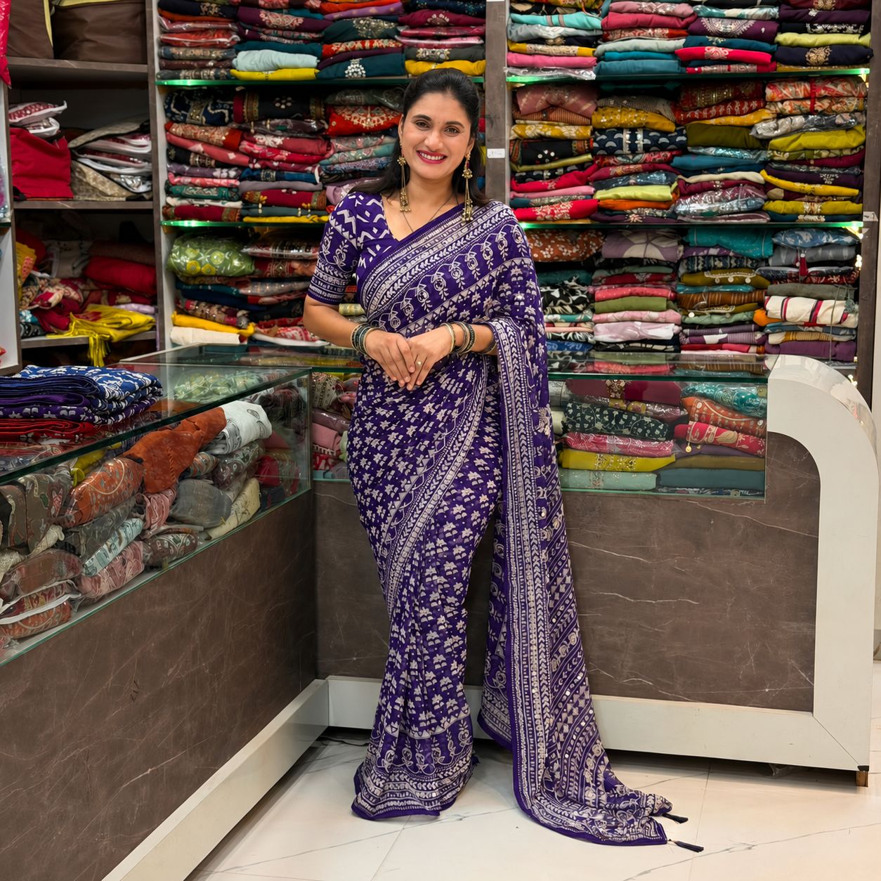 Karina Georgette Printed Saree - Purple
