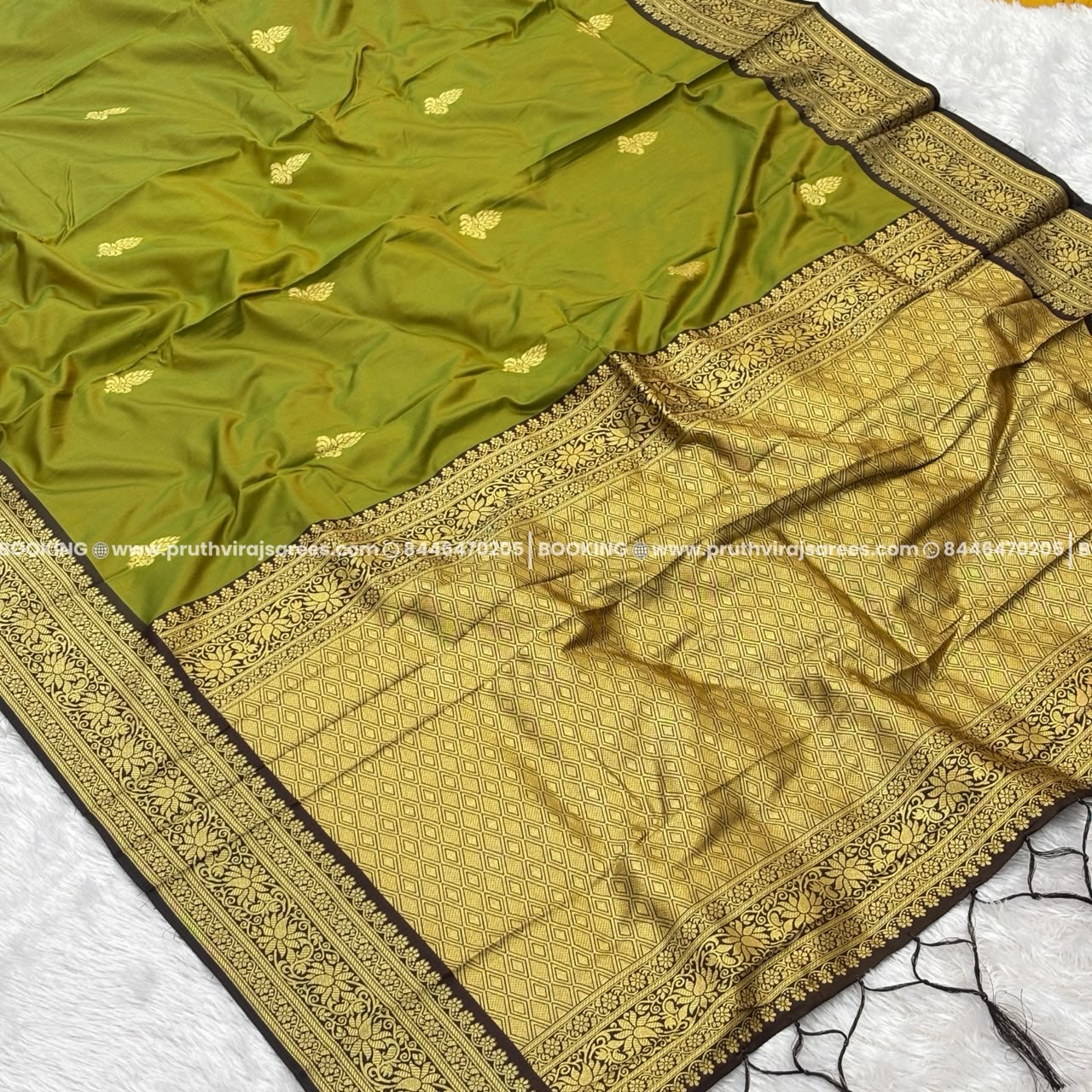 Reema Zari Work Saree - Mehandi Green Shade
