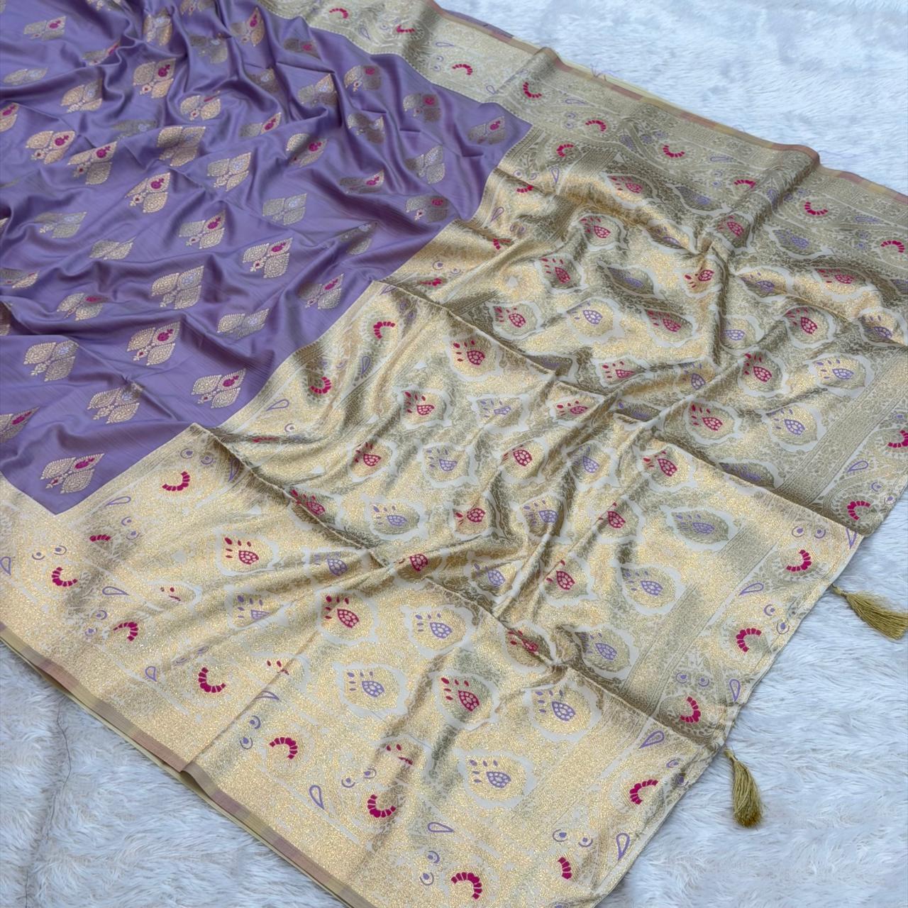 Banarasi Soft Silk Saree- Levender