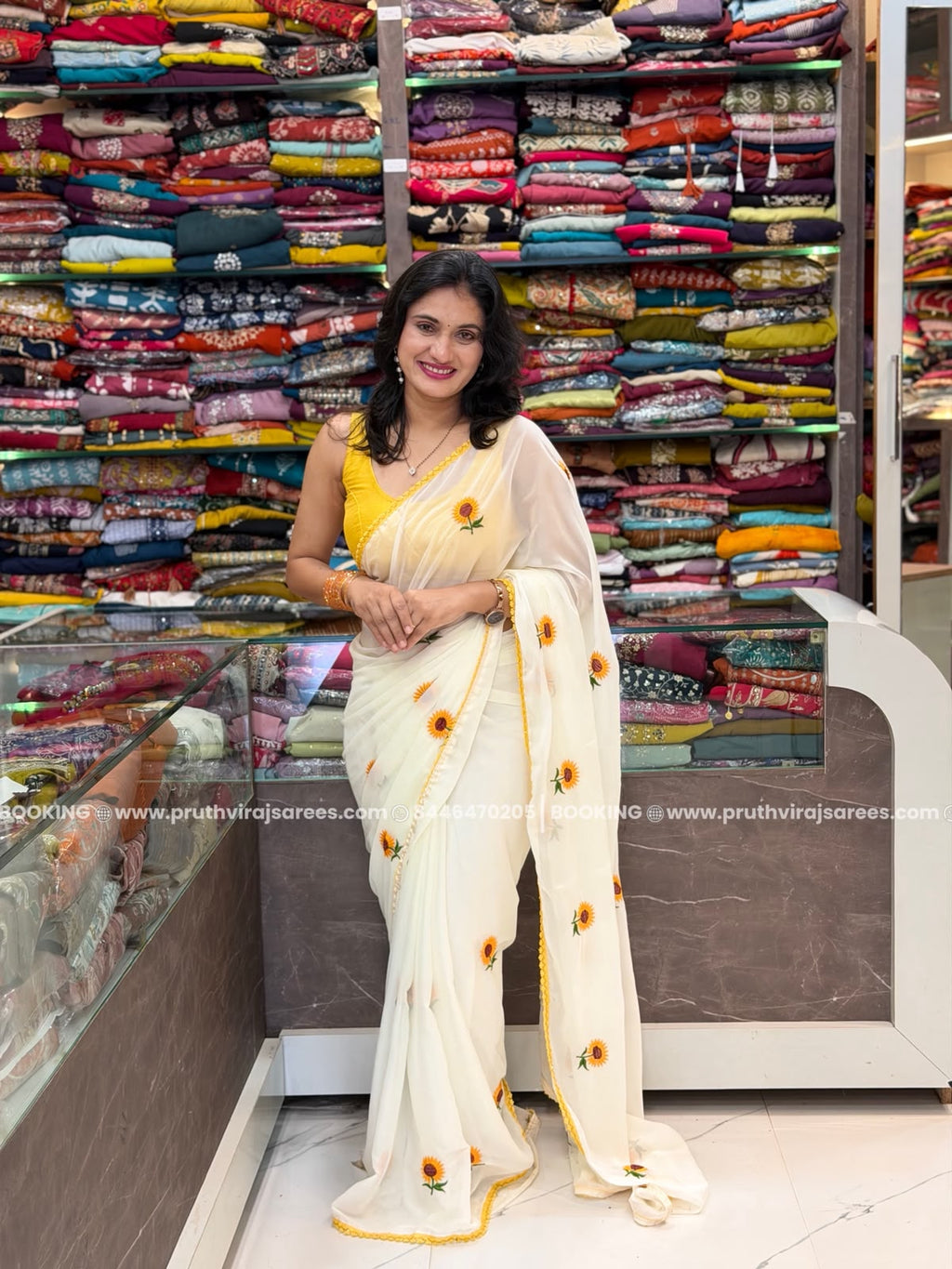 White Star Georgette Saree