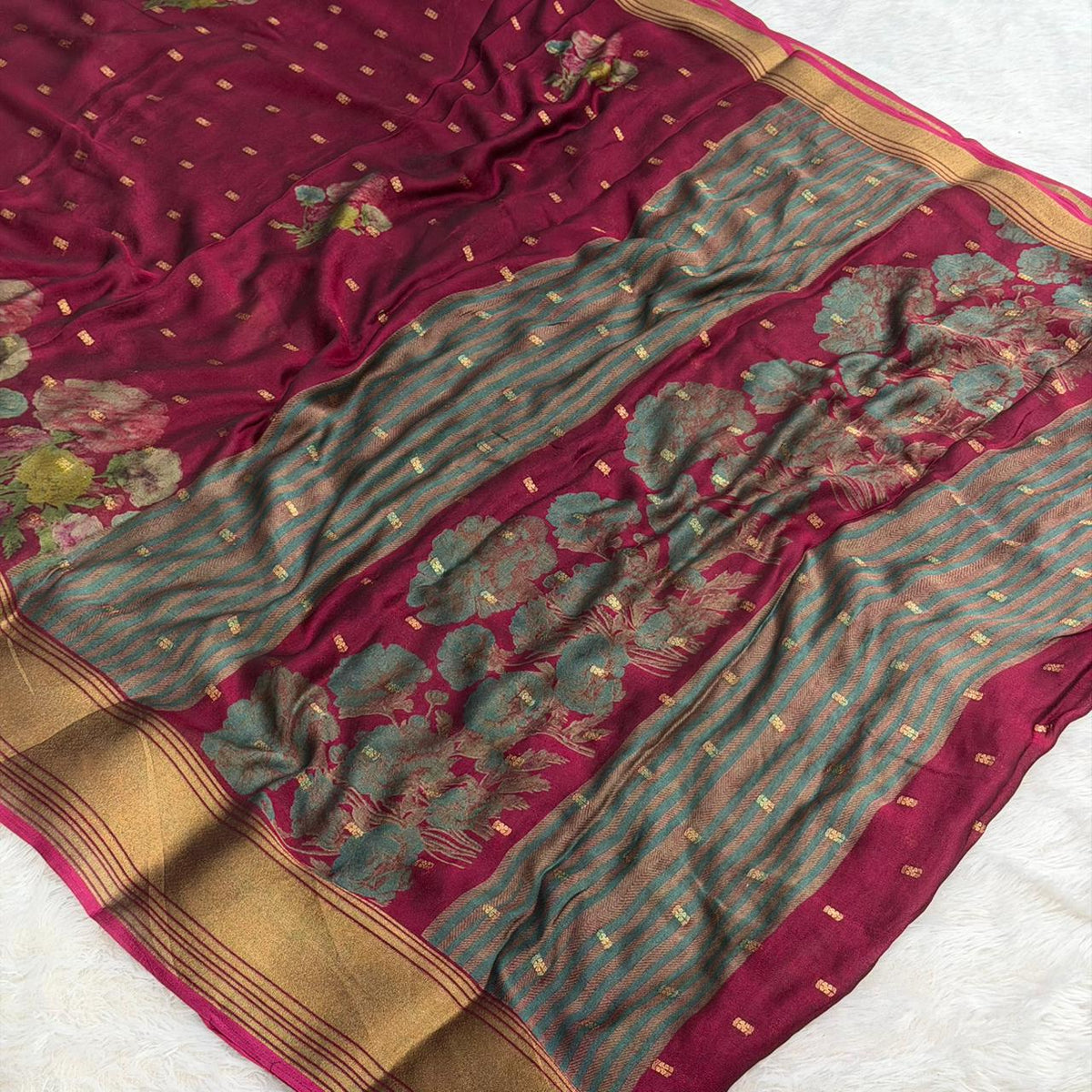 3D Print Saree - Marron