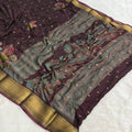 3D Print Saree - Choclate