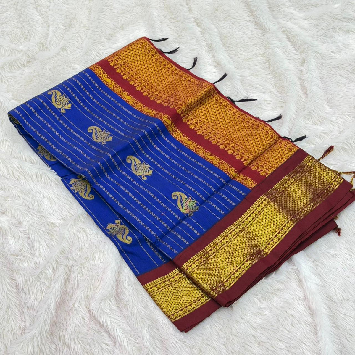 Cotton Gadwal Paithani Saree – Royal Blue